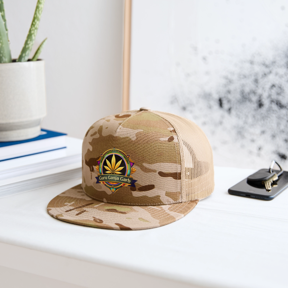 GURU GANJA GARB LOGO Men's Trucker Hat - MultiCam\tan