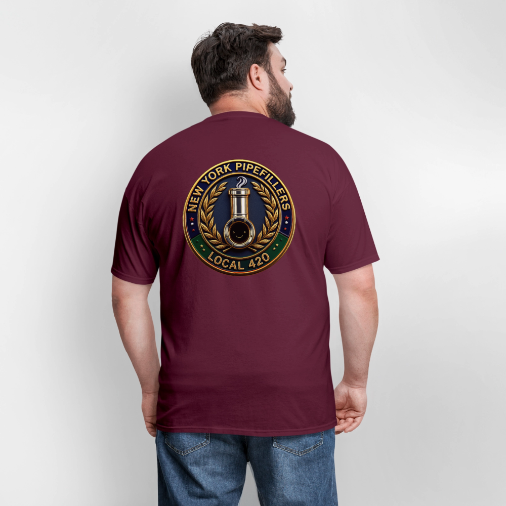 NEW YORK PIPEFILLERS LOCAL 420 F/B DESIGNS Men's T-Shirt - burgundy