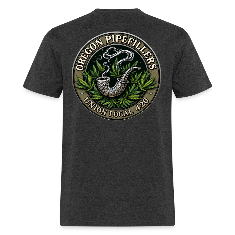 OREGON PIPEFILLERS LOCAL 420 2 EMBLEM Men's T-Shirt - heather black