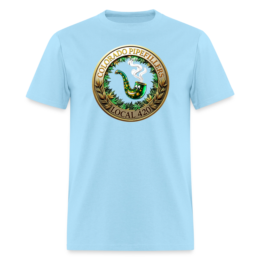 COLORADO PIPEFILLERS LOCAL 420 F/B EMBLEMS Men's T-Shirt - powder blue