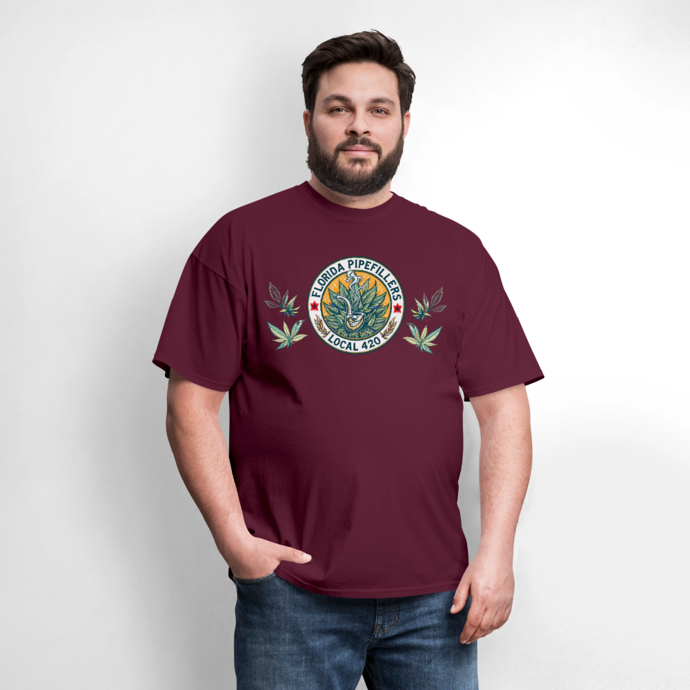 FLORIDA PIPEFILLERS LOCAL 420 F/B DESIGN Men's T-Shirt - burgundy