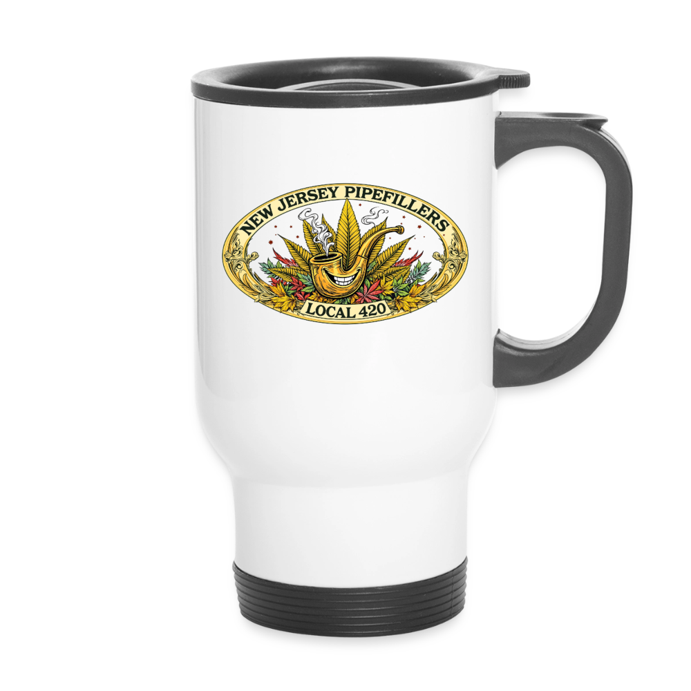 NEW JERSEY PIPEFILLERS LOCAL 420 14oz Travel Travel Mug - white