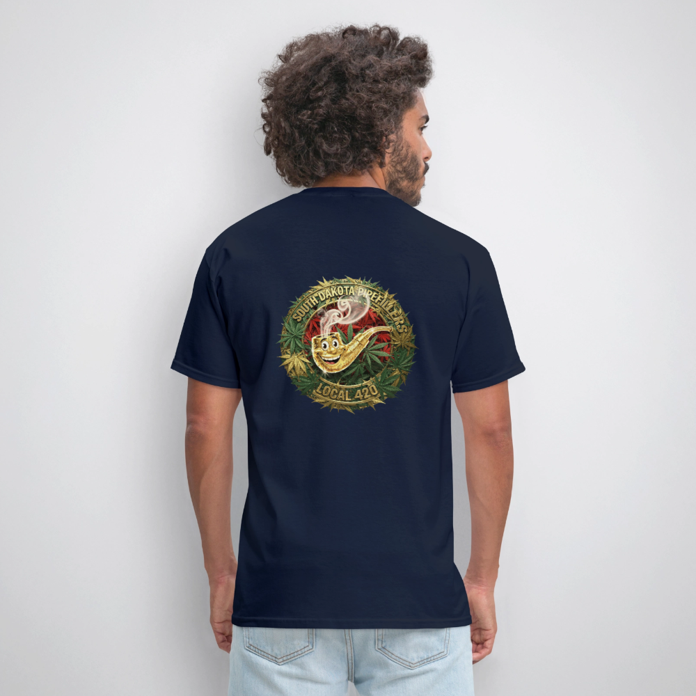 SOUTH DAKOTA PIPEFILLERS LOCAL 420  F/B DESIGN Men's T-Shirt - navy