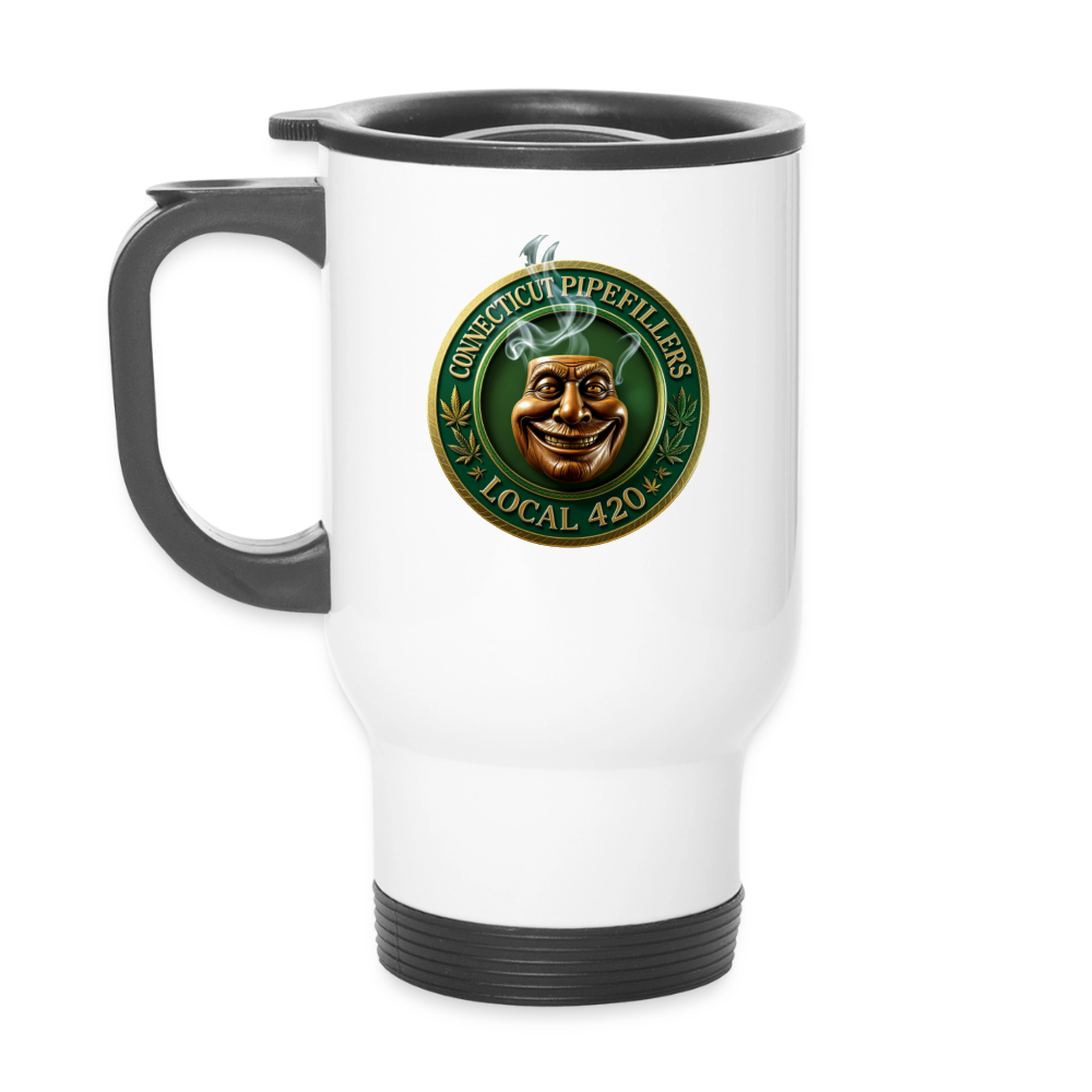 CONNECTICUT PIPEFILLERS LOCAL 420 14oz Stainless Steel Travel Mug - white