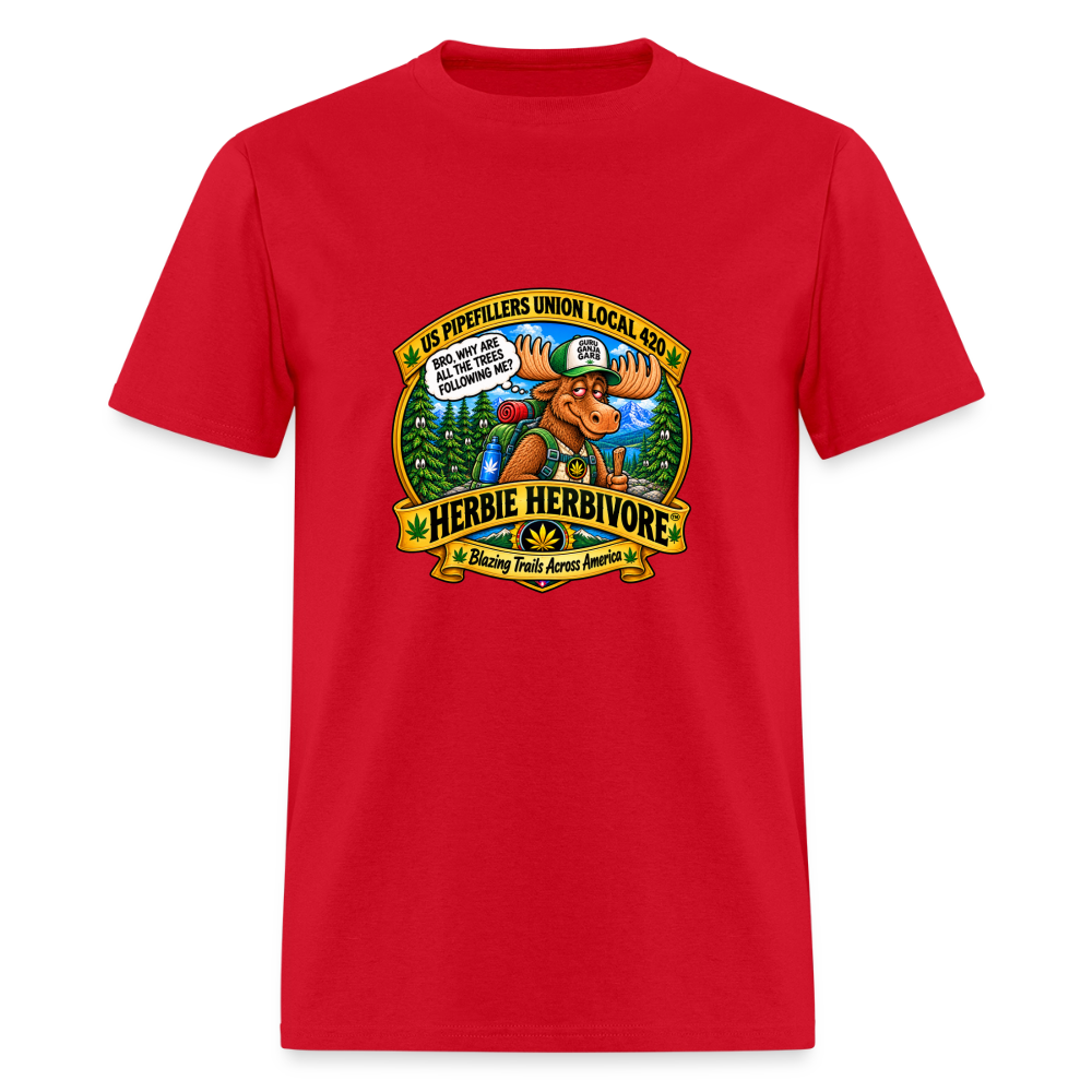 HERBIE HERBIVOR"BRO" US PIPEFILLERS LOCAL 420 Men's T-Shirt - red