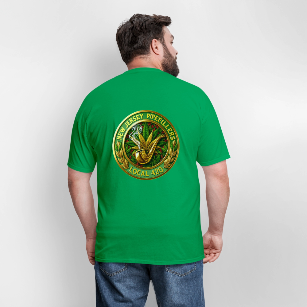 NEW JERSEY PIPEFILLERS LOCAL 420 F/B DESIGN Men's T-Shirt - bright green