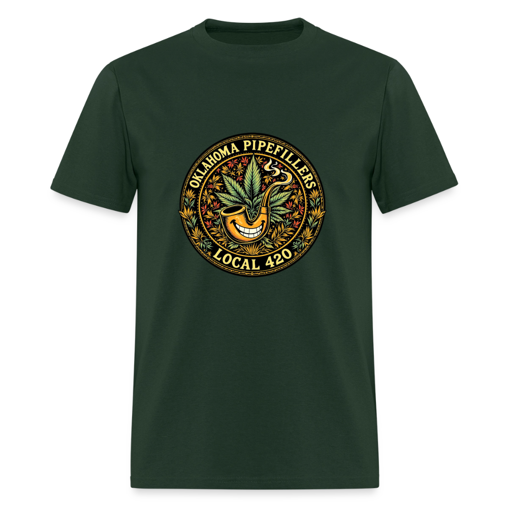 OKLAOMA PIPEFILLERS LOCAL 420  Men's T-Shirt - forest green