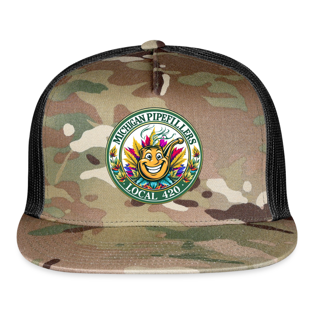 MICHIGAN PIPEFILLERS LOCAL 420 CAMO Trucker Hat - MultiCam\black