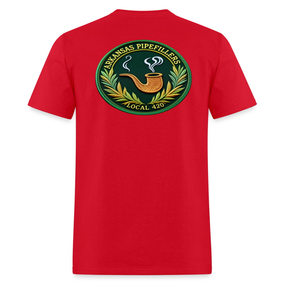 ARKANSAS PIPEFILLERS LOCAL 420 F/B EMBLEMS  Men's T-Shirt - red