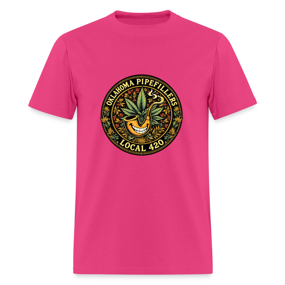 OKLAOMA PIPEFILLERS LOCAL 420  Men's T-Shirt - fuchsia