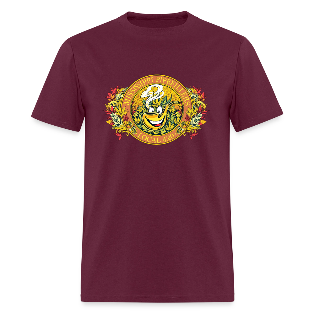 MISSISSIPPI PIPEFILLERS LOCAL 420 F/B DESIGNS Men's T-Shirt - burgundy