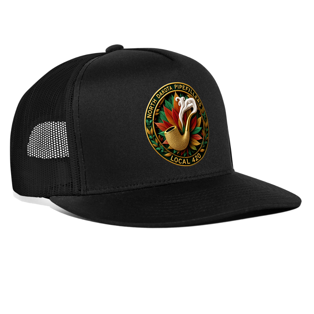 NORTH DAKOTA PIPEFILLERS LOCAL 420 Trucker Hat - black/black