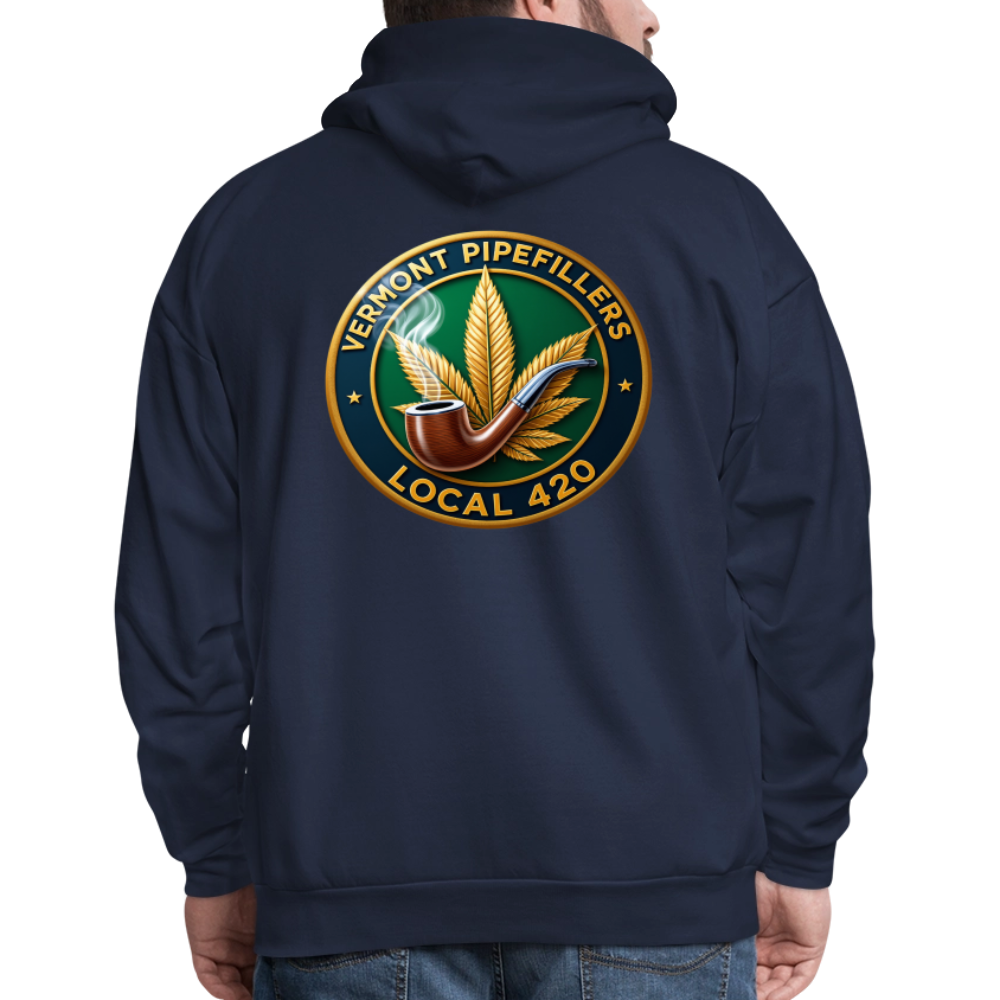 VERMONT PIPEFILLERS LOCAL 420 2 EMBLEM Men's Hoodie - navy