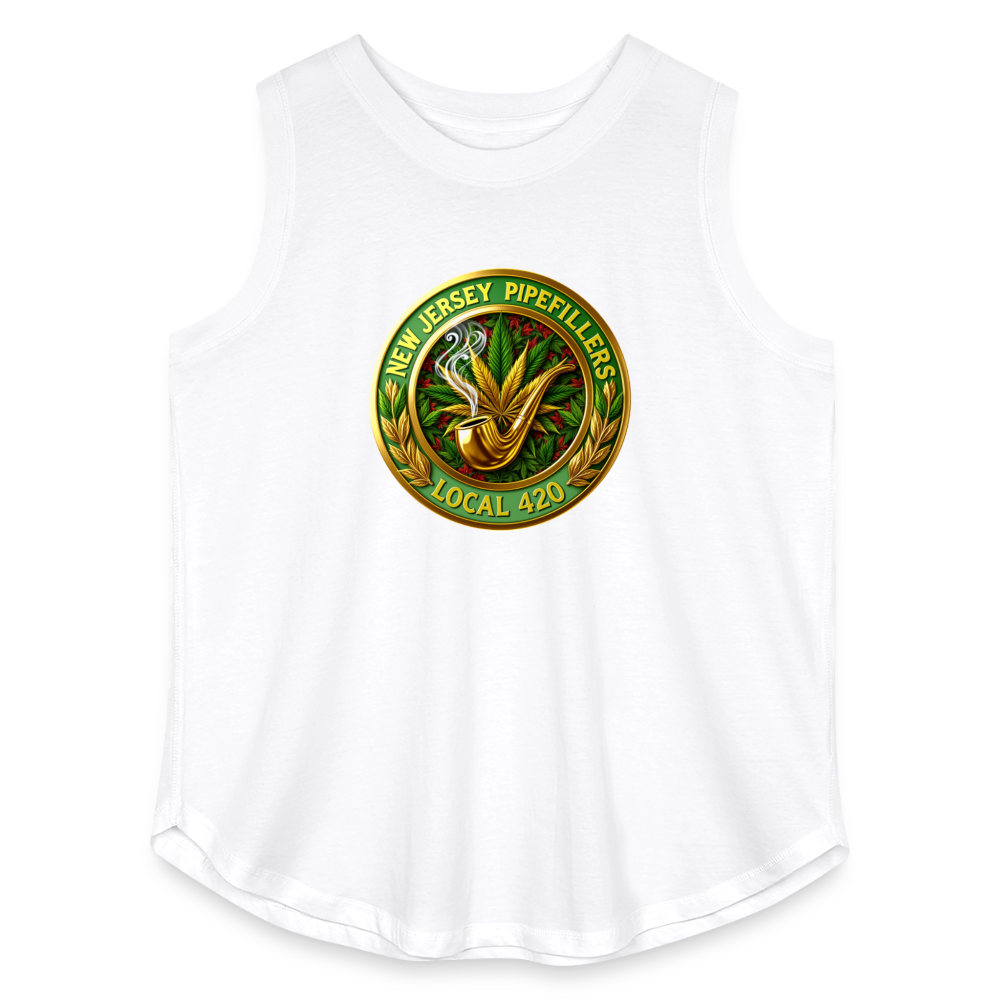 NEW JERSEY PIPEFILLERS LOCAL 420 Women's Curvy Relaxed Tank Top - white