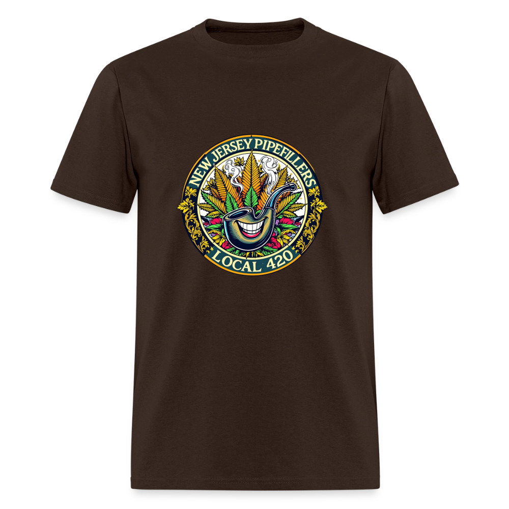 NEW JERSEY PIPEFILLERS LOCAL 420 F/B DESIGN Men's T-Shirt - brown