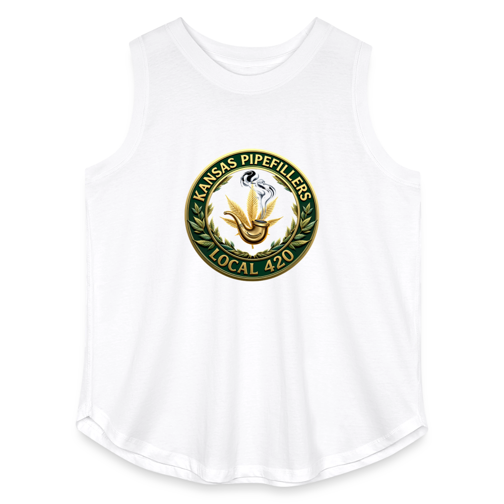 KANSAS PIPEFILLERS LOCAL 420 F/B DESIGNS Women's Curvy Relaxed Tank Top - white