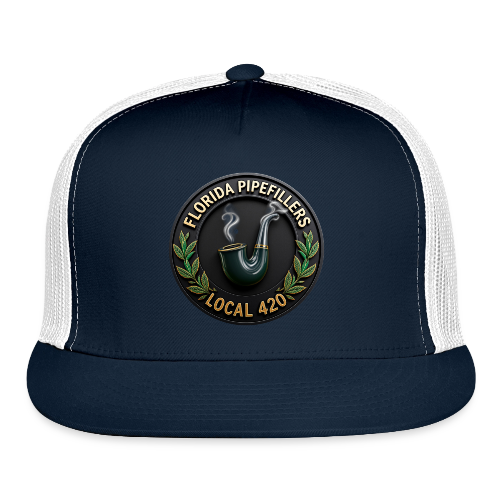 FLORIDA PIPEFILLERS LOCAL 420 Trucker Hat - navy/white