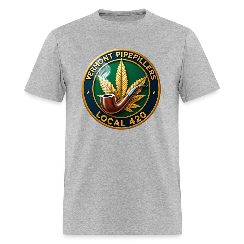 VERMONT PIPEFILLERS LOCAL 420 2 EMBLEM Men's T-Shirt - heather gray
