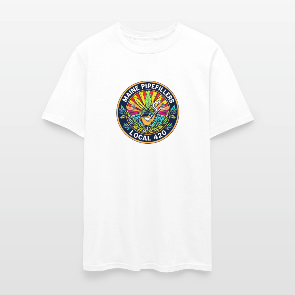 MAINE PIPEFILLERS LOCAL 420 2 EMBLEM Men's T-Shirt - white