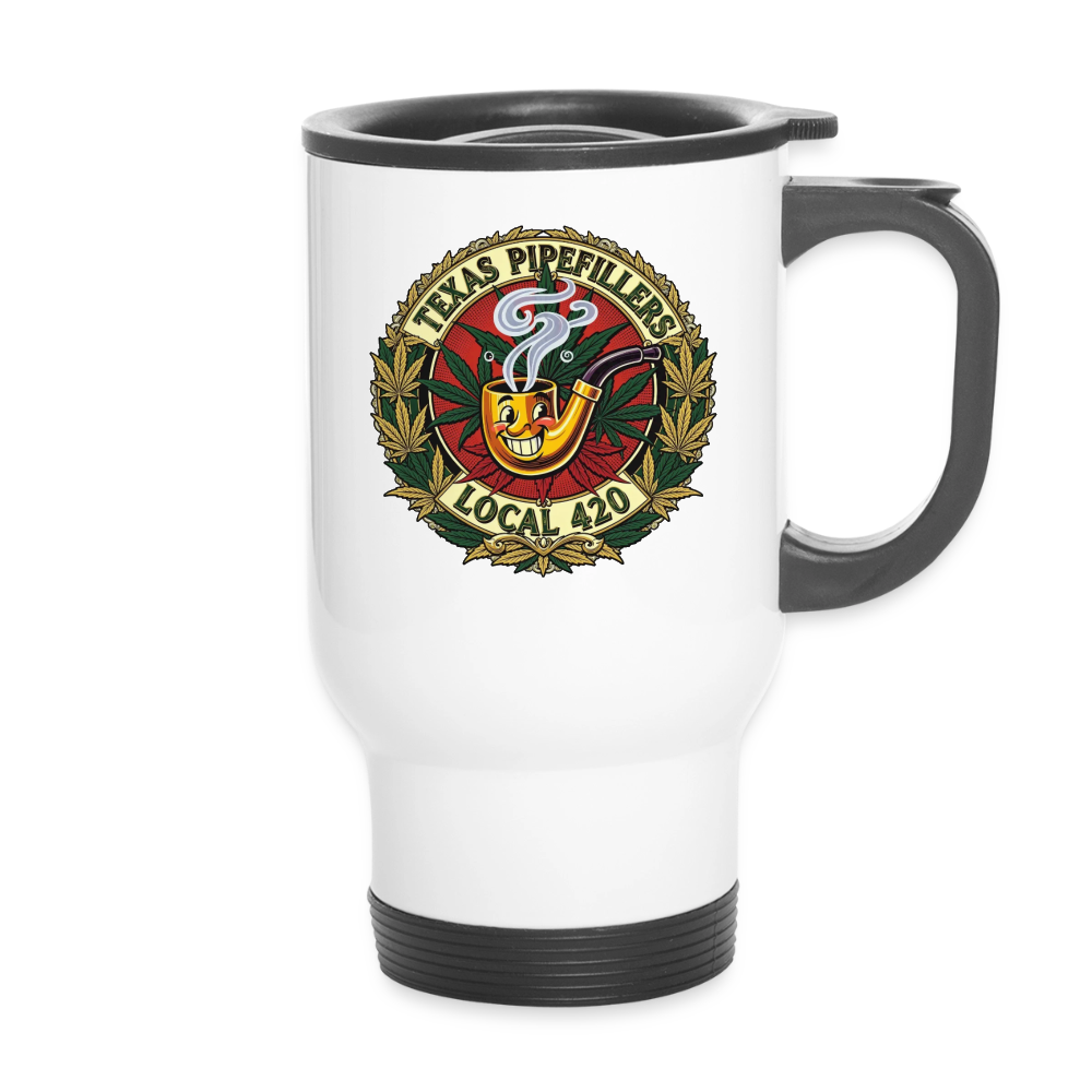 TEXAS PIPEFILLERS LOCAL 420 14oz Stainless Stel Travel Mug - white
