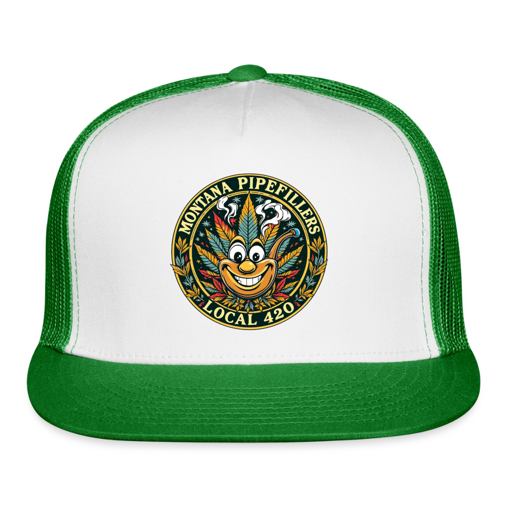 MONTANA PIPEFILLERS LOCAL 420 Trucker Hat - white/kelly green