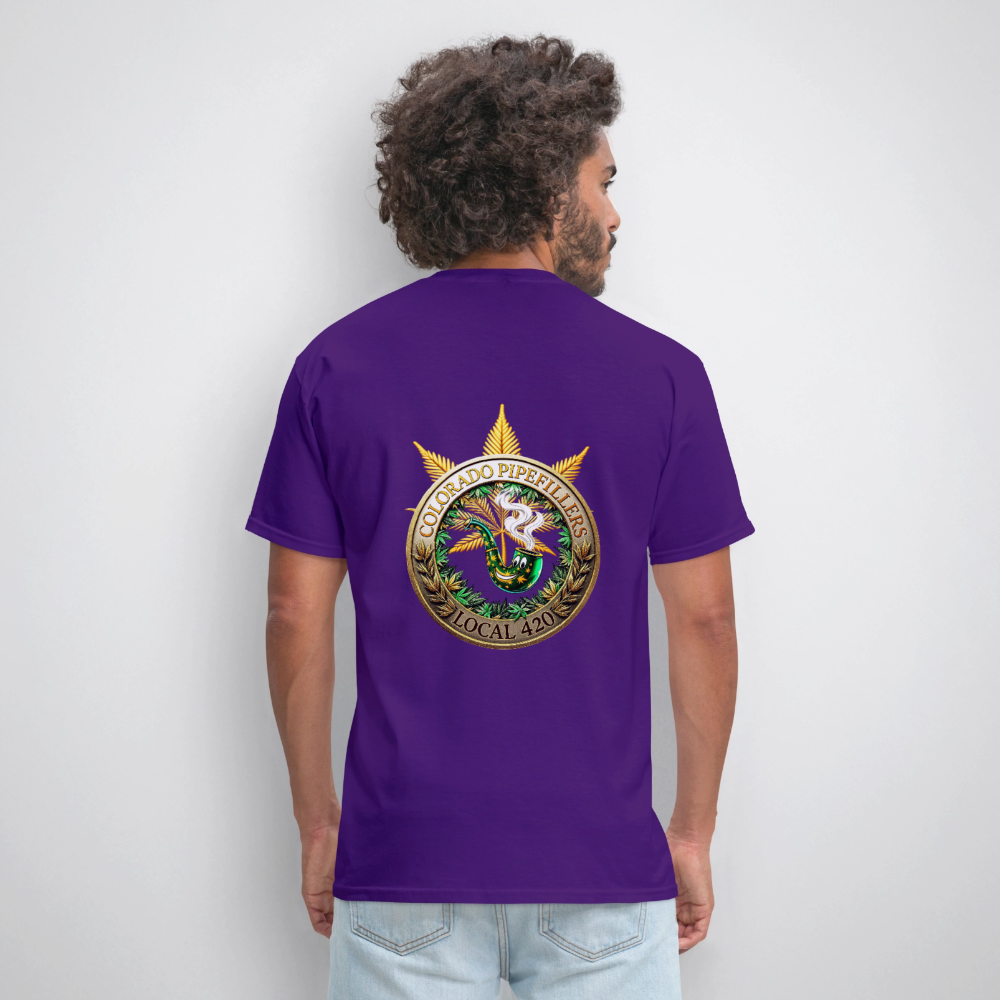 COLORADO PIPEFILLERS LOCAL 420 F/B EMBLEMS Men's T-Shirt - purple