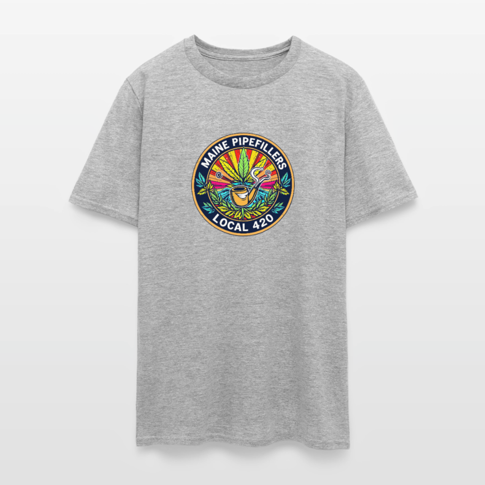 MAINE PIPEFILLERS LOCAL 420 2 EMBLEM Men's T-Shirt - heather gray