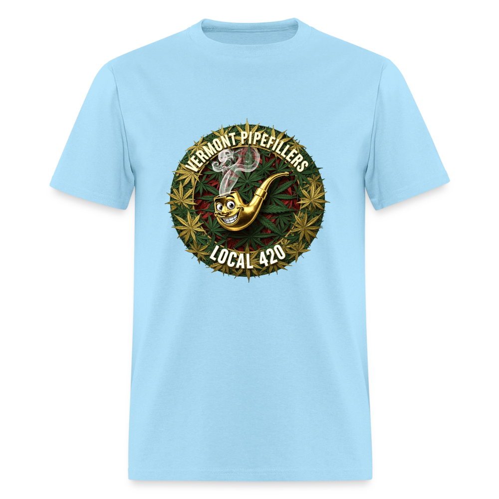 VERMONT PIPEFILLERS LOCAL 420  F/B DESIGN Men's T-Shirt - powder blue