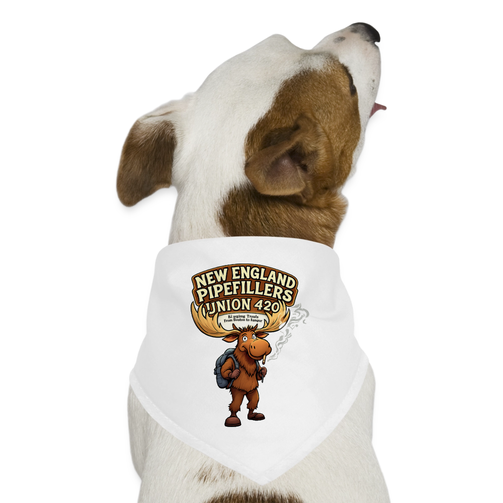 NEW ENGLAND PIPEFILLERS LOCAL 420 MOOSE TRAILS Dog Bandana - white