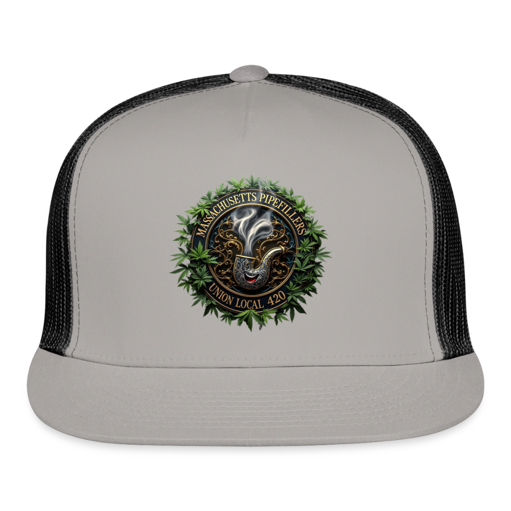 MASSACHUSETTS PIPEFILLERS UNION LOCAL 420 Trucker Hat - gray/black