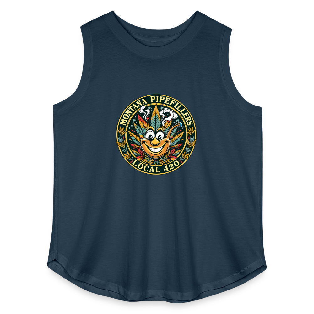MONTANA PIPEFILLERS LOCAL 420 Women's Curvy Relaxed Tank Top - denim