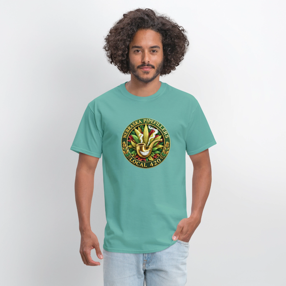 NEBRASKA PIPEFILLERS LOCAL 420 F/B DESIGNS Men's T-Shirt - aquatic