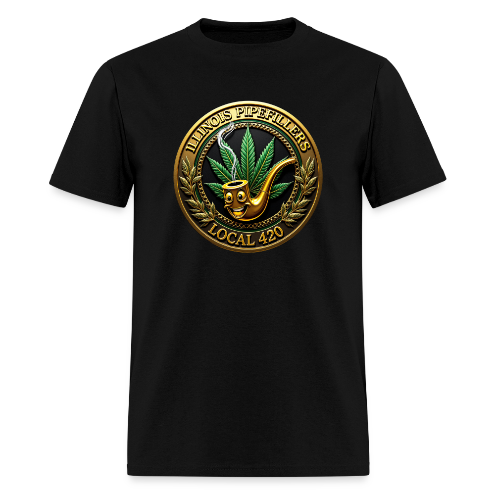 ILLINOIS PIPEFILLERS LOCAL 420 F/B EMBLEMS Men's T-Shirt - black