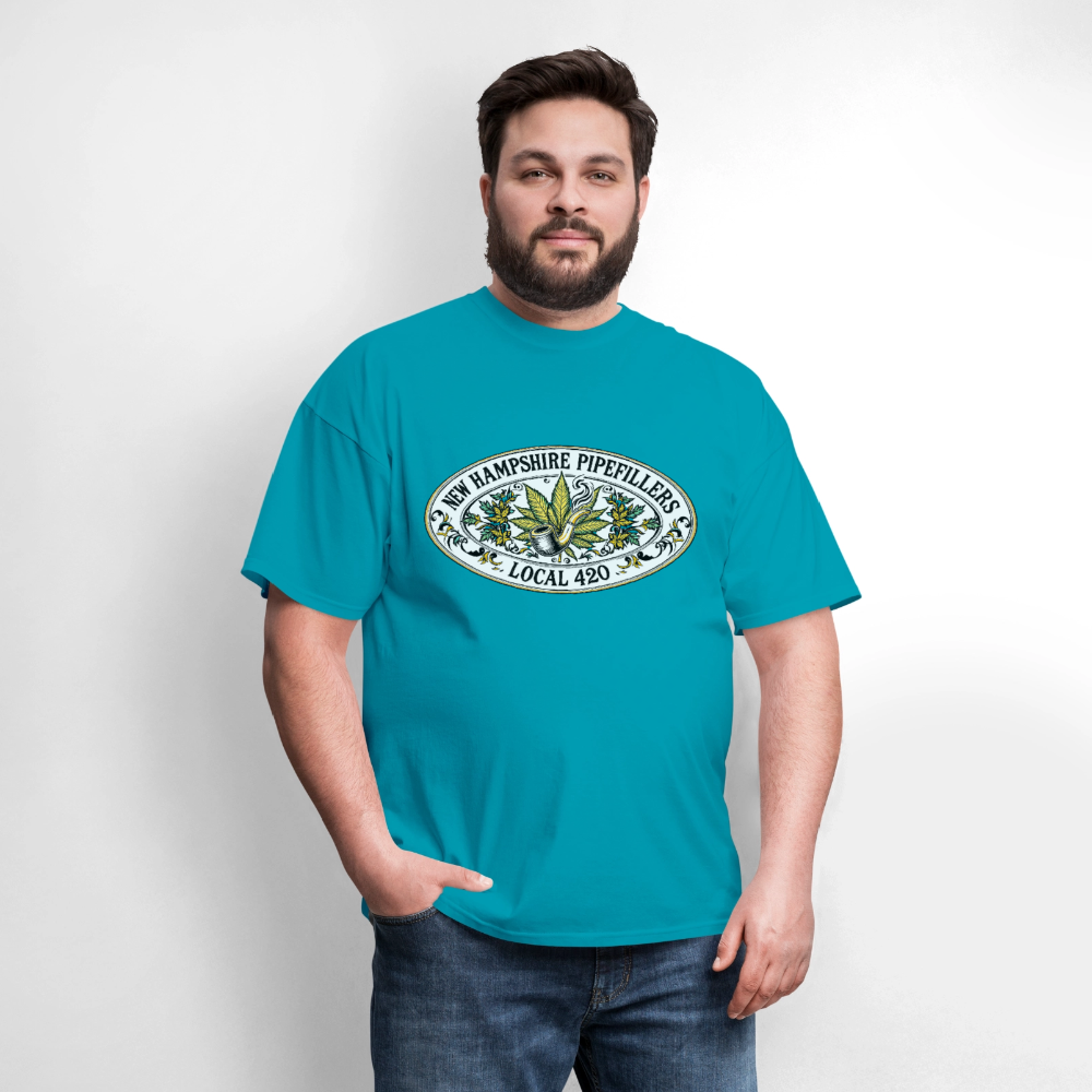 NEW HAMPSHIRE PIPEFILLERS LOCAL 420 2 EMBLEM Men's T-Shirt - turquoise