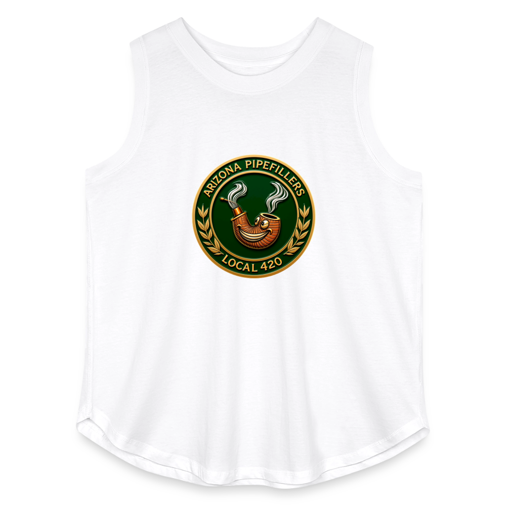 ARIZONIA PIPEFILLERS LOCAL 420 Women's Curvy Relaxed Tank Top - white