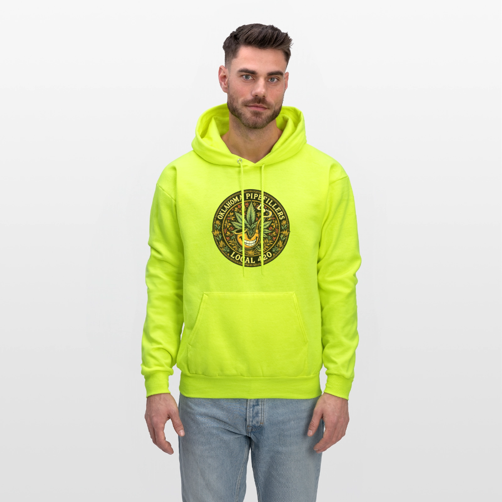 OKLAHOMA PIPEFILLERS LOCAL 420  F/B DESIGNS Men's Hoodie - safety green