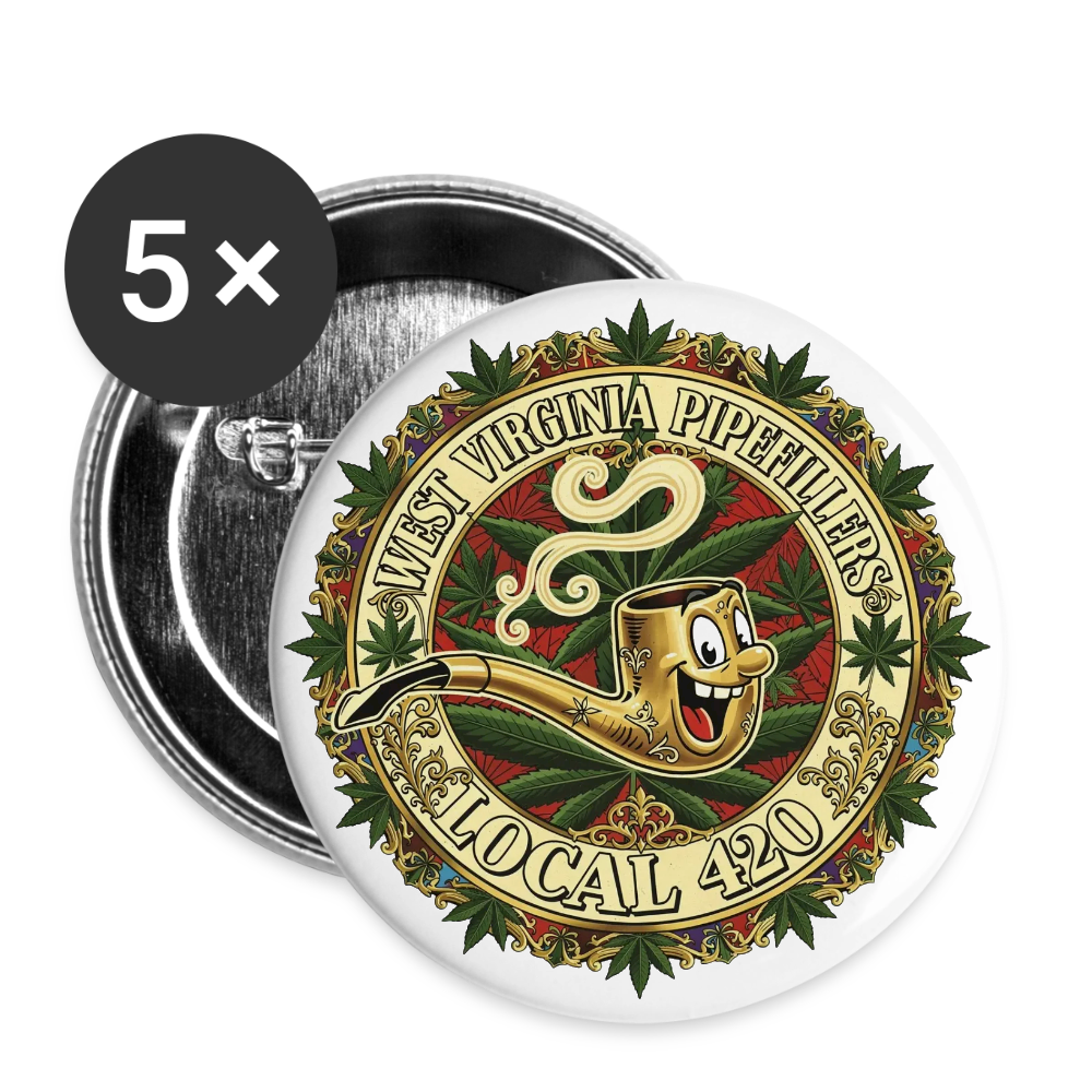 WEST VIRGINIA PIPIEFILLERS LOCAL 420 Union Buttons small 1'' (5-pack) - white