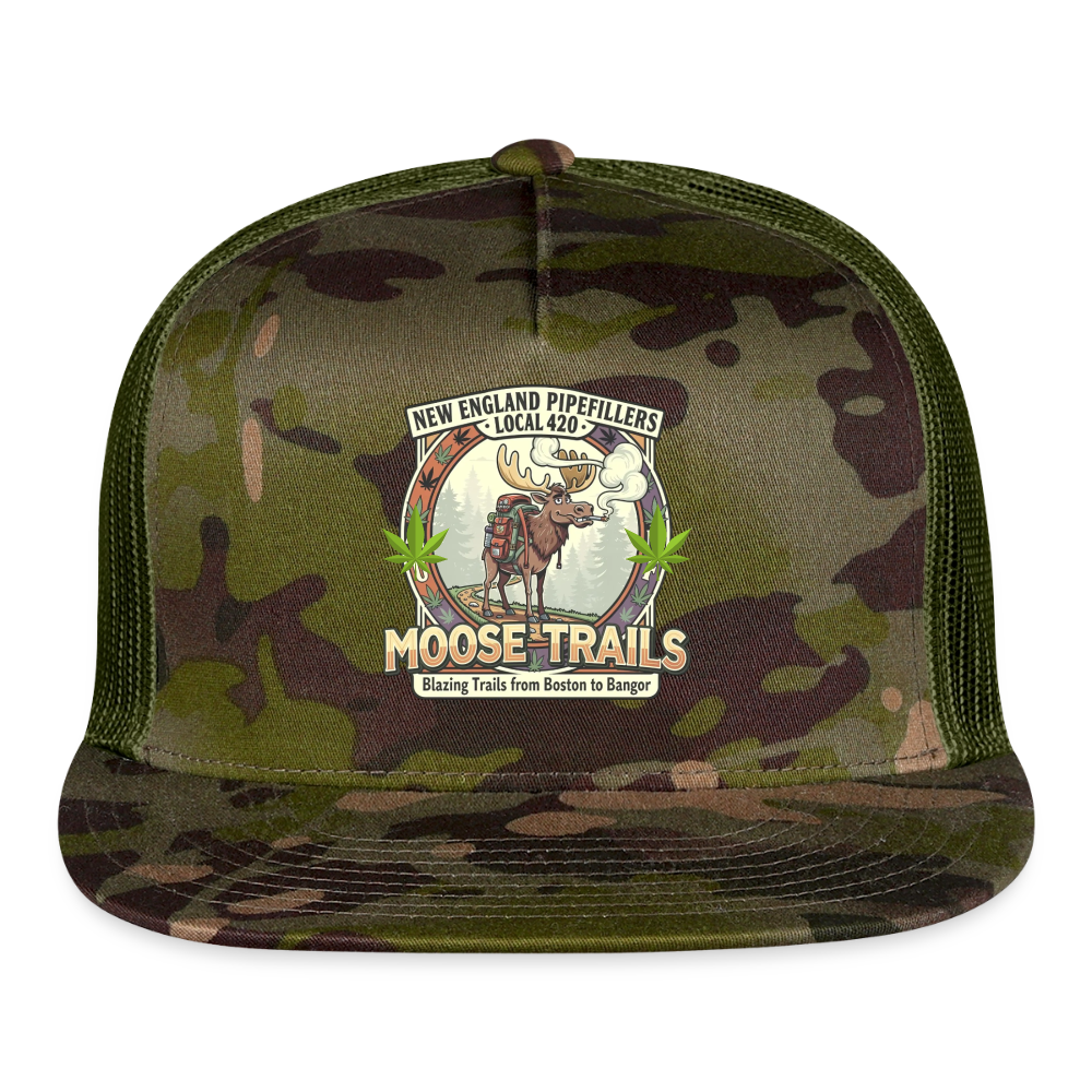 NEW ENGLAND PIPEFILLERS LOCAL 420 "MOOSE TRAILS" Camo Snapback Trucker Hat - MultiCam\green
