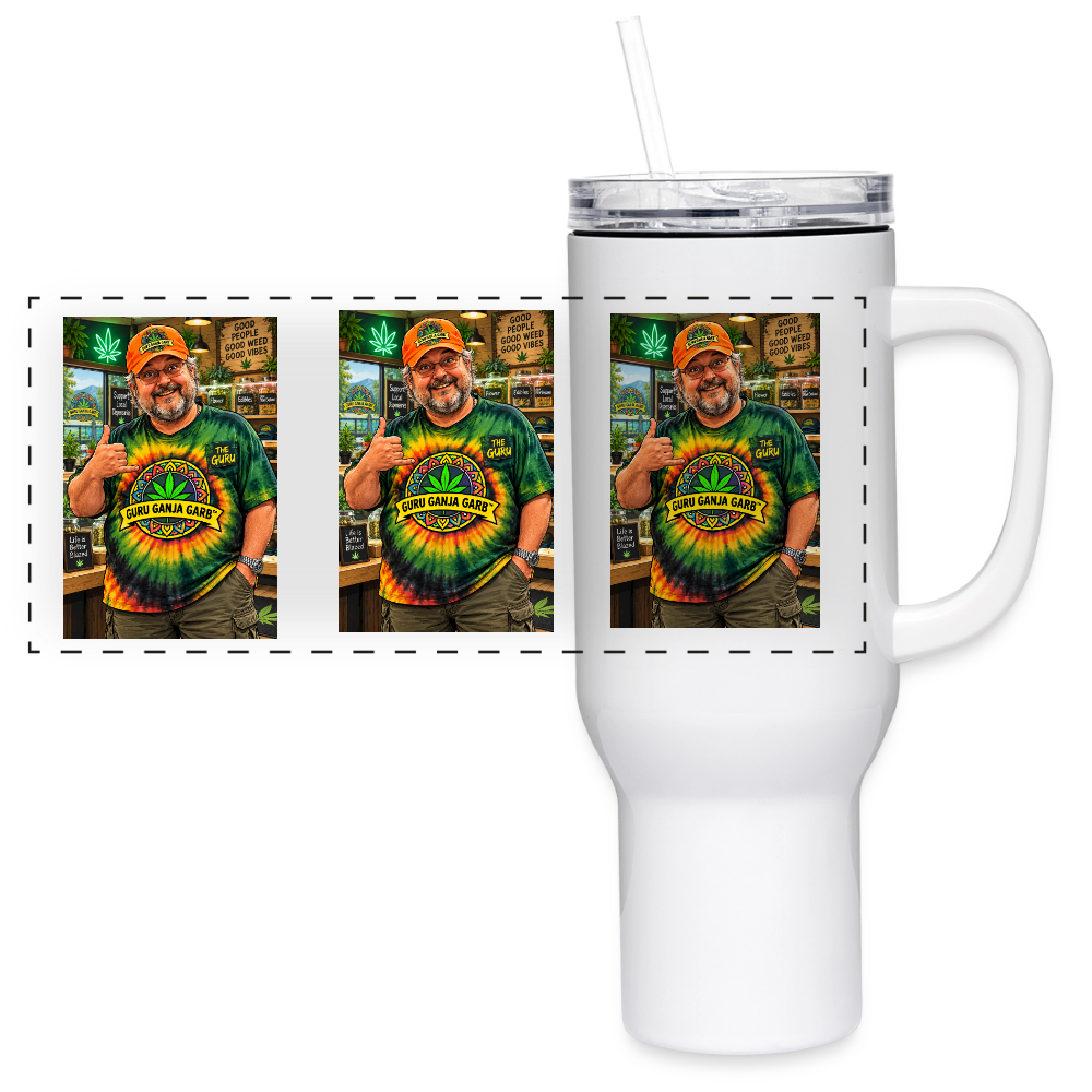 GURU GANJA GARB THE ORIGINAL GURU 40 Oz Stainless Steel Travel Tumbler - white