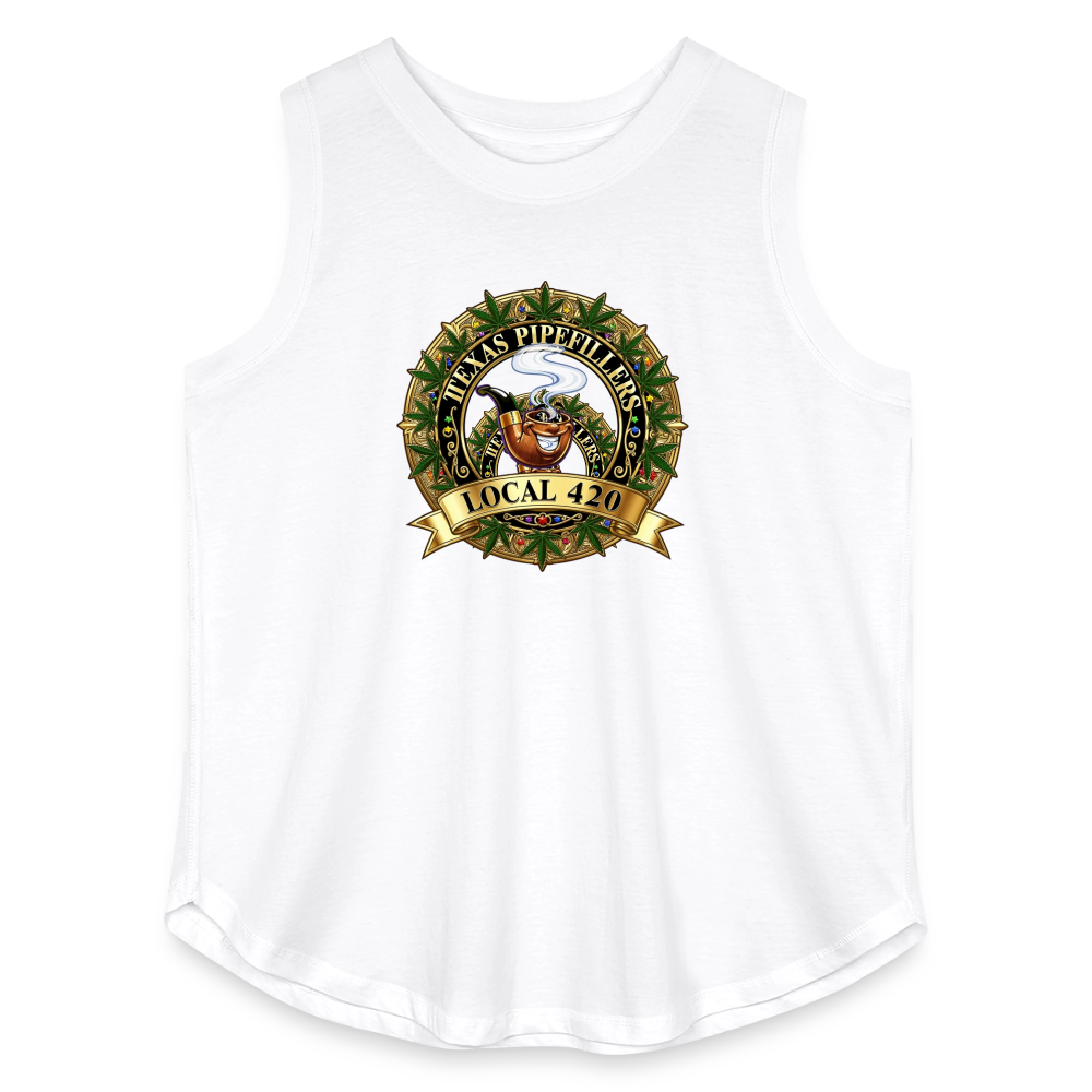 TEXAS PIPEFILLERS LOCAL 420 Women's Curvy Relaxed Tank Top - white