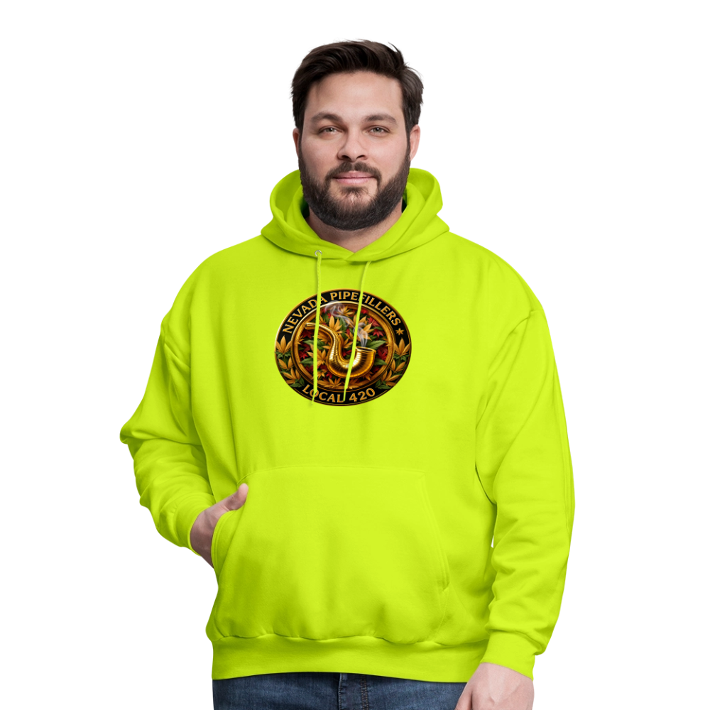 NEVADA PIPEFILLERS LOCAL 420  Men's Hoodie - safety green