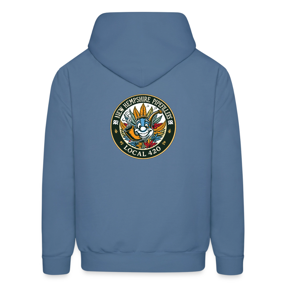 NEW HEMPSHIRE PIPEFILLERS LOCAL 420 2 EMBLEM Men's Hoodie - denim blue