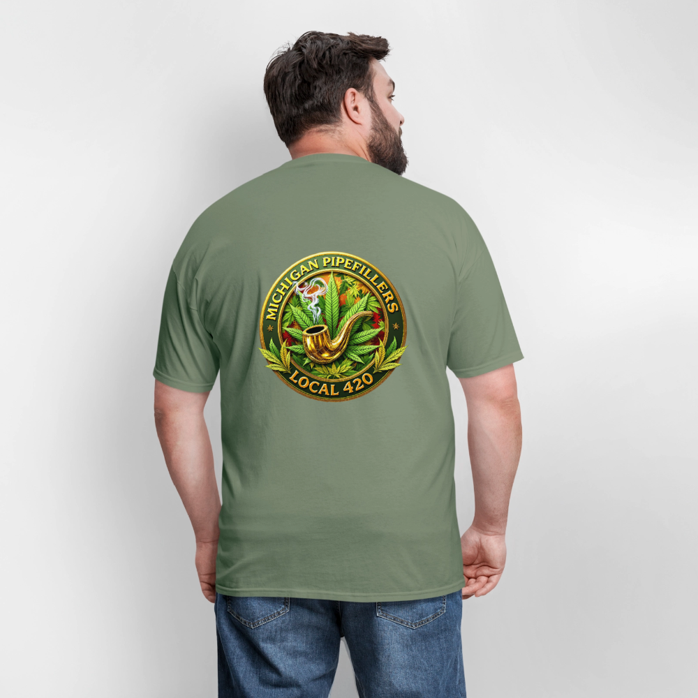 MICHIGAN PIPEFILLERS LOCAL 420 F/B DESIGN Men's T-Shirt - military green