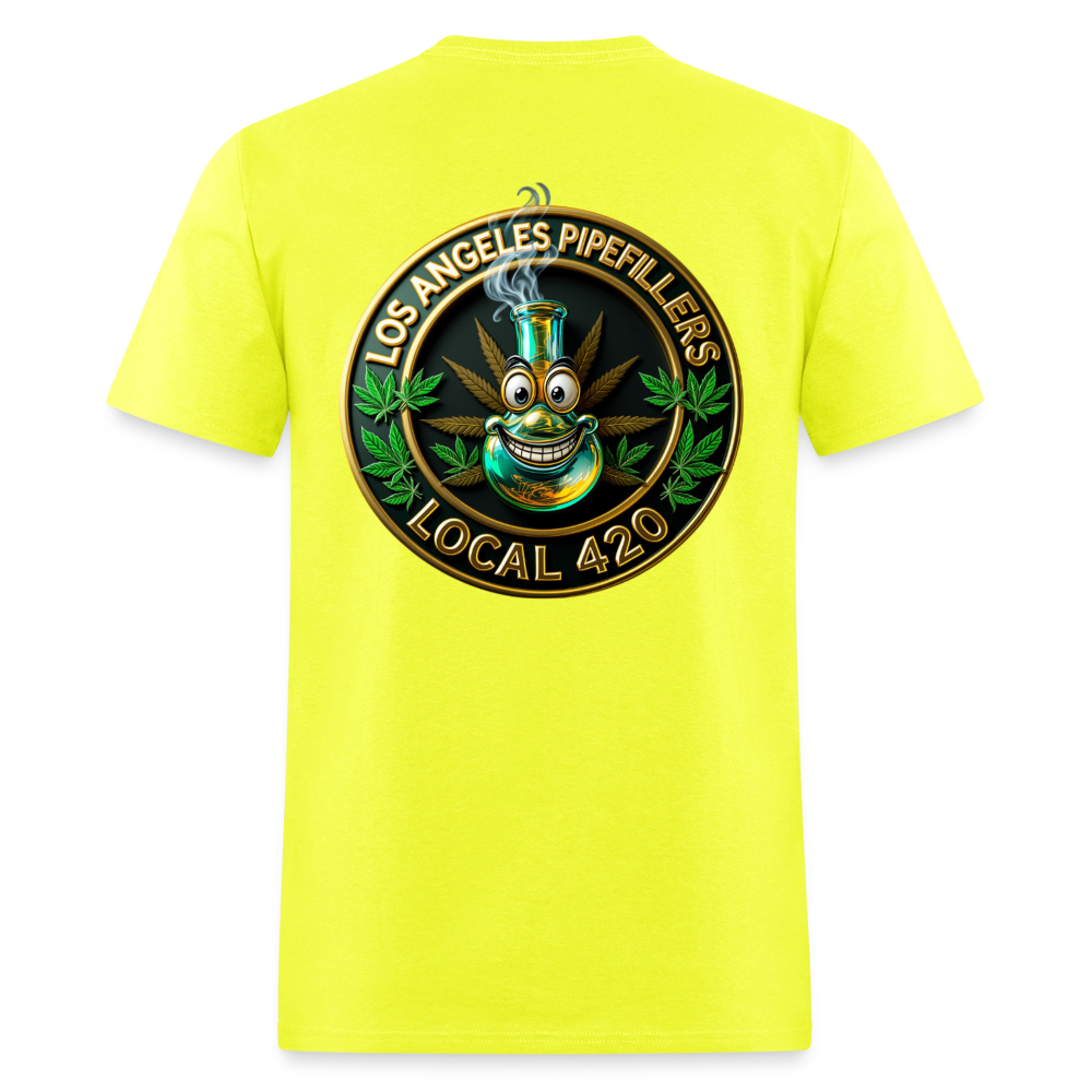 LOS ANGELES PIPEFILLERS LOCAL 420 F/B DESIGNS Men's T-Shirt - safety green