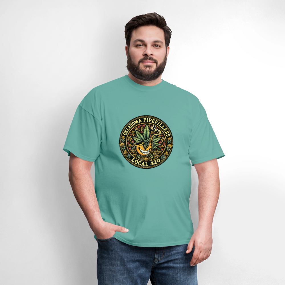 OKLAOMA PIPEFILLERS LOCAL 420  Men's T-Shirt - aquatic