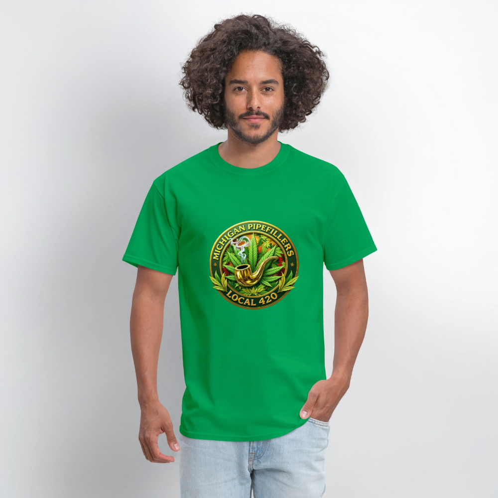 MICHIGAN PIPEFILLERS LOCAL 420 F/B DESIGN Men's T-Shirt - bright green