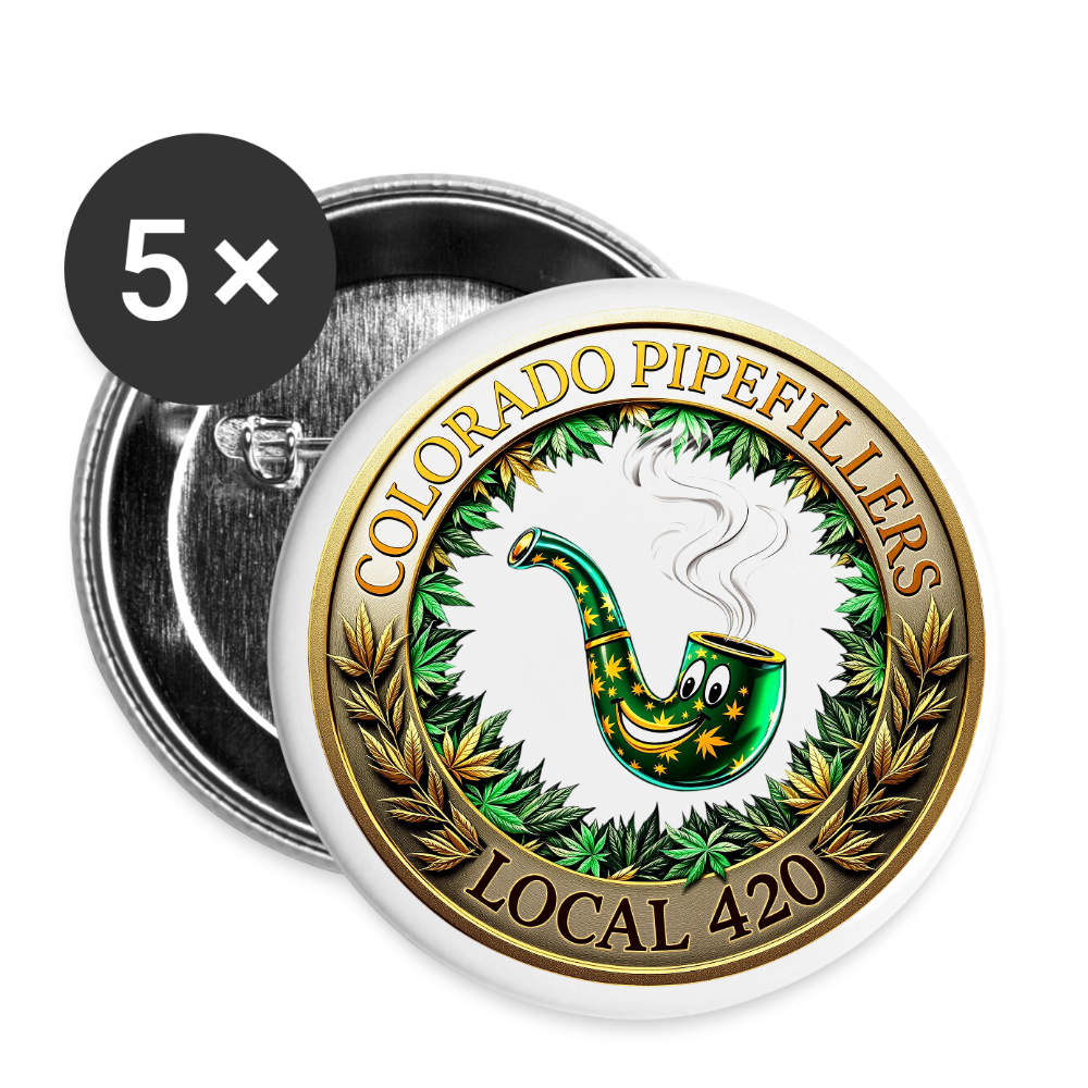 COLORADO PIPEFILLERS LOCAL 420 Union Buttons small 1'' (5-pack) 1 - white