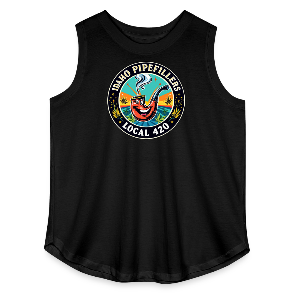 IDAHO PIPEFILLERS LOCAL 420 Women's Curvy Relaxed Tank Top - black