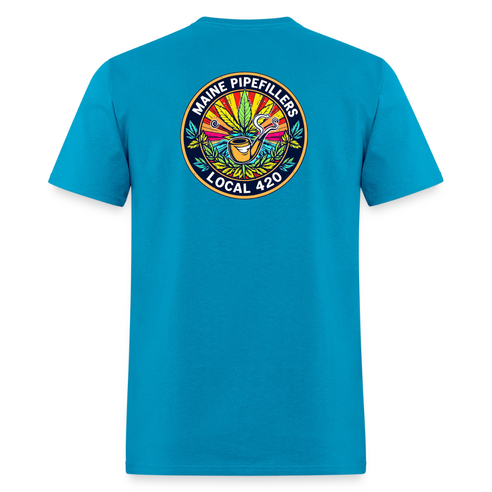 MAINE PIPEFILLERS LOCAL 420 2 EMBLEM Men's T-Shirt - turquoise