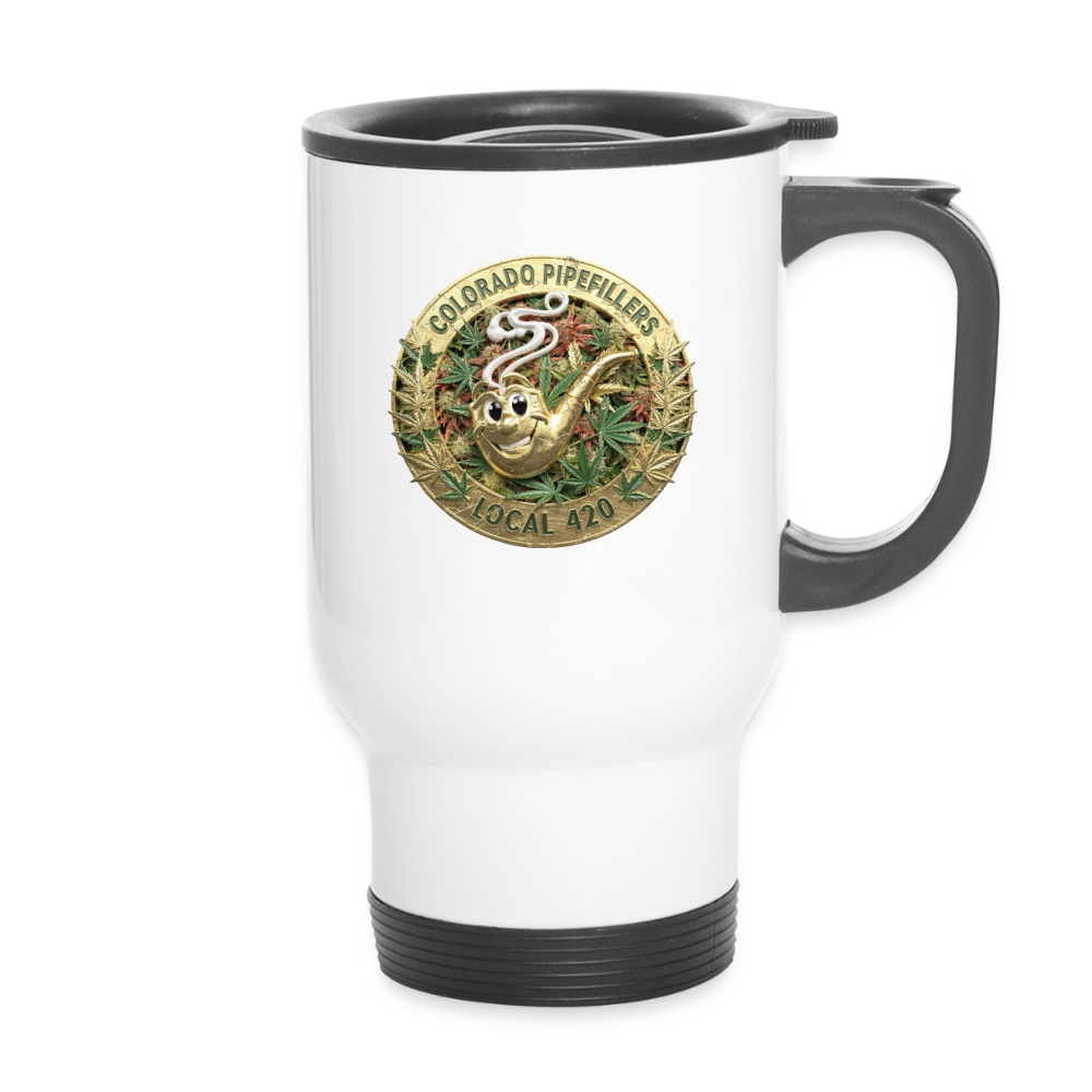 COLORADO PIPEFILLERS LOCAL 420 14oz Stainless Steel Travel Mug - white
